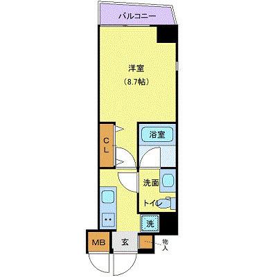メイクスデザイン門前仲町Ⅲ(1K/4階)の間取り写真