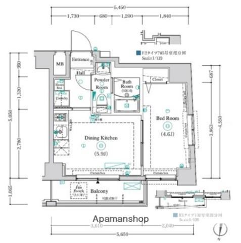 アンベリール亀有(1DK/1階)の間取り写真