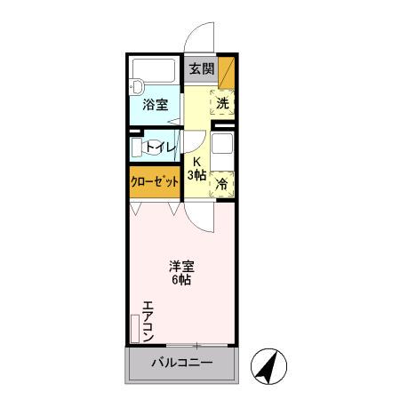 ハイツセイホⅢ(1K/1階)の間取り写真