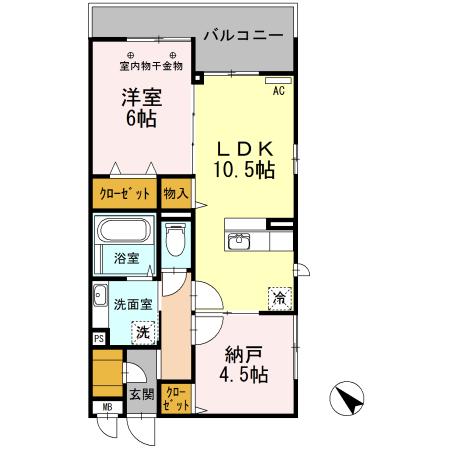 RIVIERE(1SLDK/2階)の間取り写真