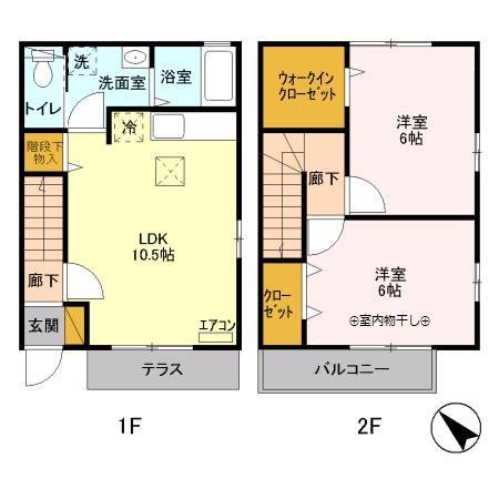 ジュ・マルティⅡ(2LDK/1階)の間取り写真