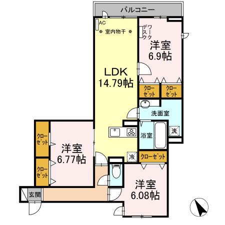 アヴァンス堀切(3LDK/3階)の間取り写真