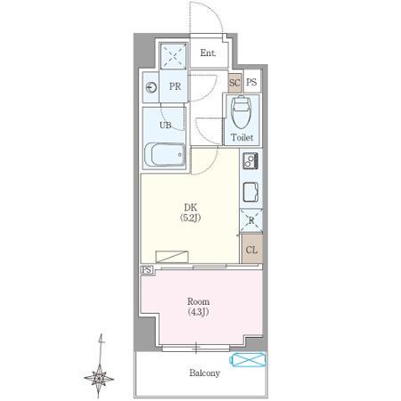 ロイジェント扇橋(1DK/2階)の間取り写真