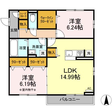 メゾンボヌール(2LDK/3階)の間取り写真