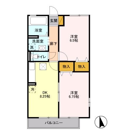 ハイムシンフォニアA・B(2DK/1階)の間取り写真