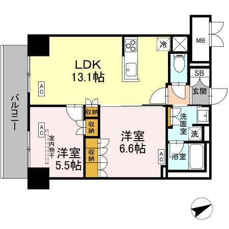 サンジョイアゼロ(2LDK/2階)の間取り写真