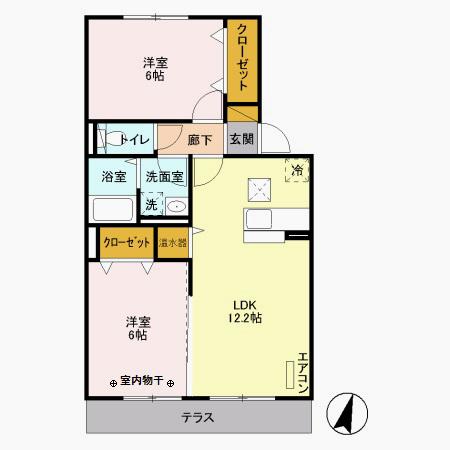 イーストエンジェル青山B棟(2LDK/1階)の間取り写真