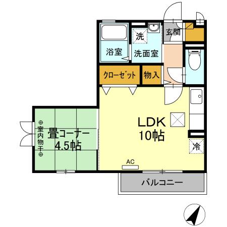 プランドール(1LDK/1階)の間取り写真