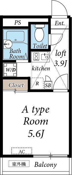 ピークシーダー(1K/2階)の間取り写真