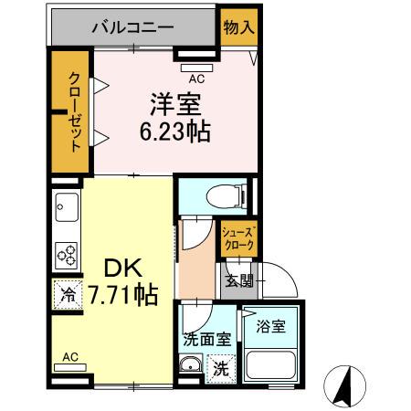 ブレッザ(1DK/2階)の間取り写真