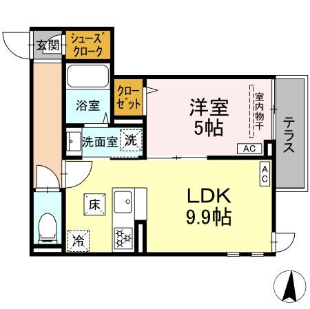 セレスティア加賀(1LDK/1階)の間取り写真