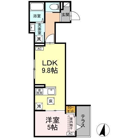セレスティア大島(1LDK/1階)の間取り写真