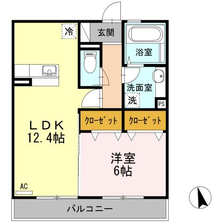 クレール扇(1LDK/3階)の間取り写真