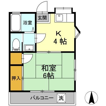 メゾンヒロ(1K/1階)の間取り写真