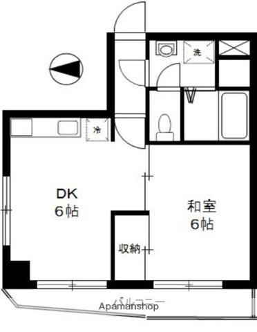 サザンコート(1DK/3階)の間取り写真