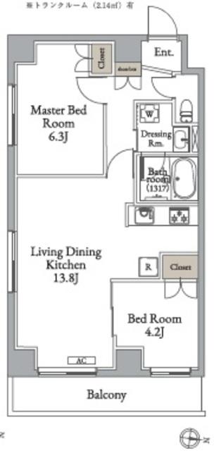 メトロステージ亀有(2LDK/2階)の間取り写真