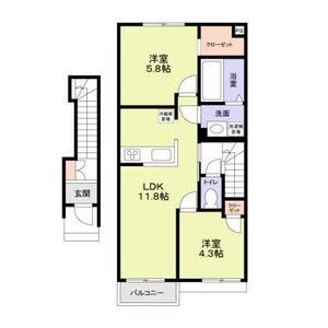 ALBA BEL(2LDK/2階)の間取り写真