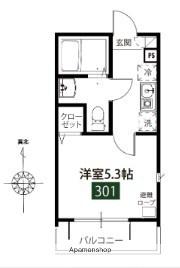 MELDIA梅島Ⅲ(1K/3階)の間取り写真