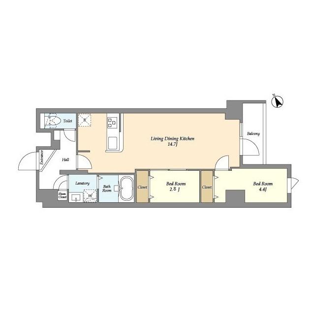 アルファコート曳舟2(2LDK/1階)の間取り写真