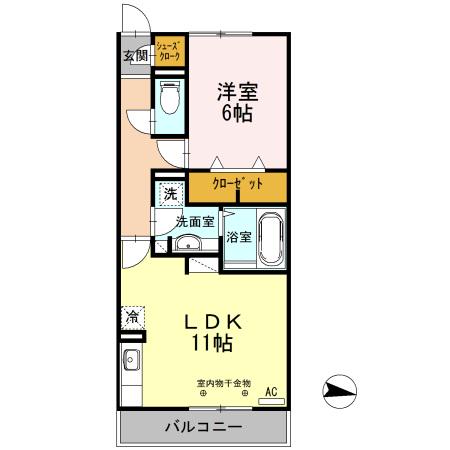 PEONY豊明(1LDK/3階)の間取り写真