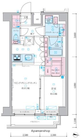 GENOVIA押上Ⅱ(1LDK/3階)の間取り写真
