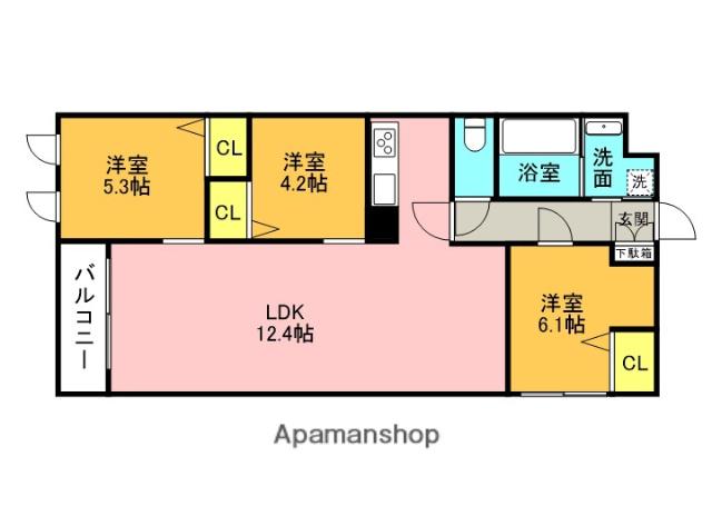 THE BELUGA 世田谷 RESIDENCE(2SLDK/3階)の間取り写真