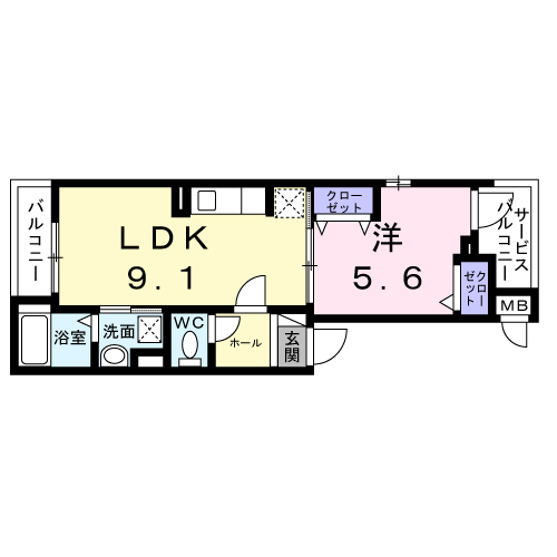 プチジャルダン(1LDK/2階)の間取り写真