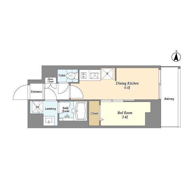 グランカーサ菊川(1DK/2階)の間取り写真