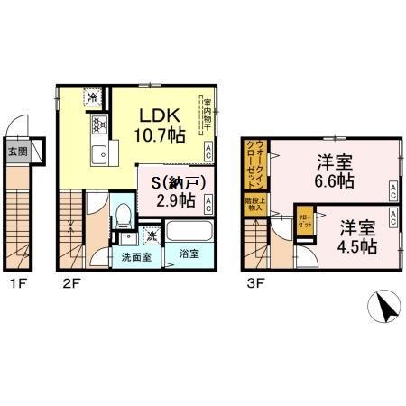 セレスティア柴又IV(2LDK/2階)の間取り写真