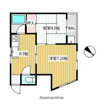 メゾン松(2K/1階)の間取り写真