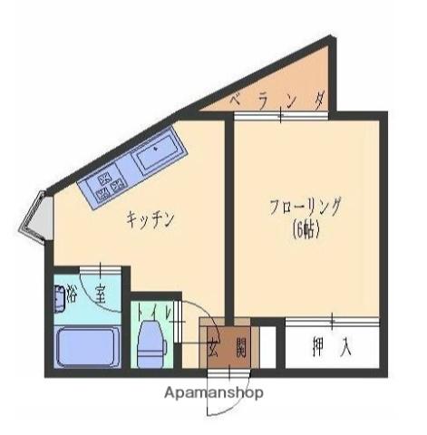 宍戸ハイツ(1DK/3階)の間取り写真