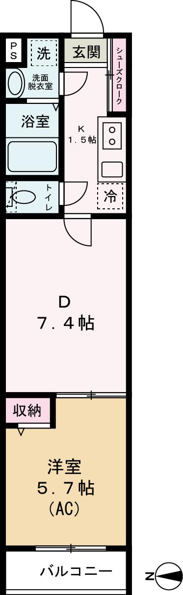 エクセラン舎人Ⅱ(1DK/3階)の間取り写真