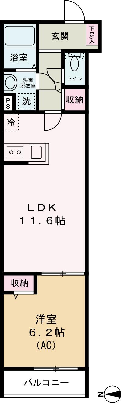 エクセラン舎人Ⅱ(1LDK/3階)の間取り写真