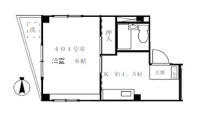 クロノス東砂(1K/4階)の間取り写真