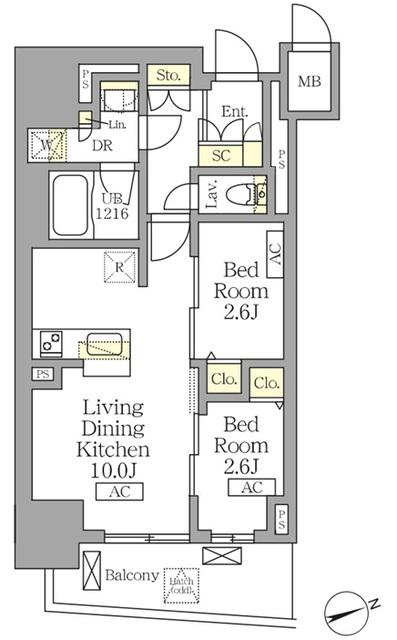 テラス北千住(2LDK/15階)の間取り写真