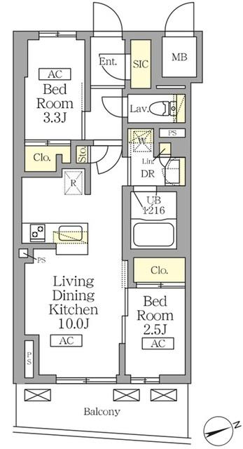 テラス北千住(2LDK/10階)の間取り写真