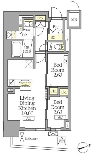 テラス北千住(2LDK/10階)の間取り写真