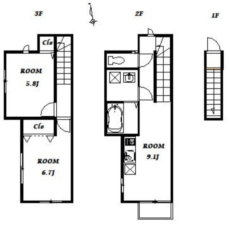 ウラノス小松川(2DK/2階)の間取り写真