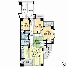 ヴェルビュ西新井(4LDK/7階)の間取り写真