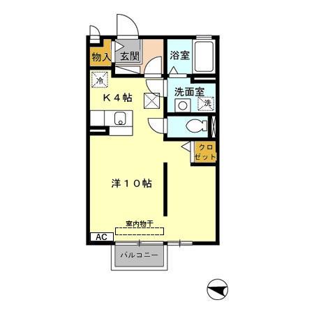 リーテリア南水元(ワンルーム/1階)の間取り写真