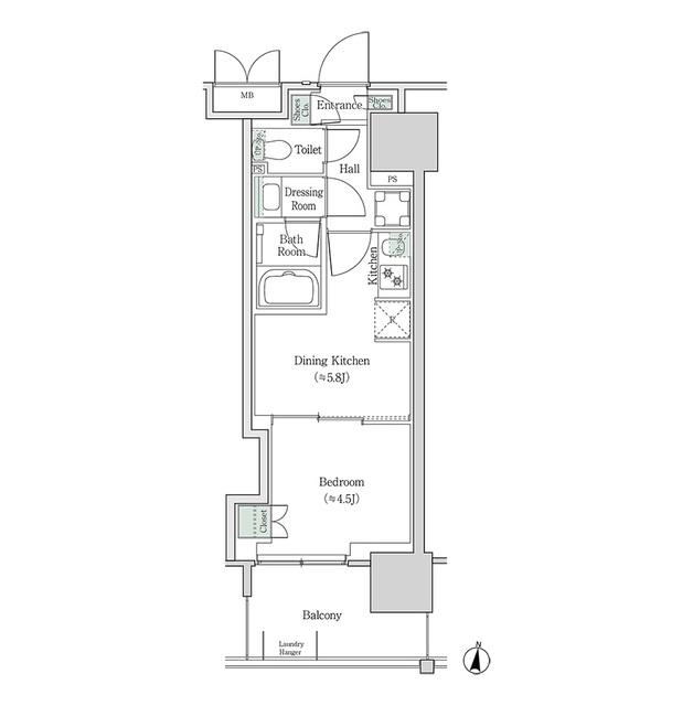 ブルックサイドレジデンス木場(1DK/3階)の間取り写真