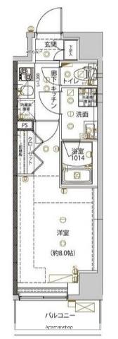 ユリカロゼ五反野Ⅲ(1K/2階)の間取り写真