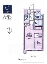 クレストコート東陽町(1LDK/5階)の間取り写真