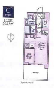 クレストコート東陽町(1LDK/4階)の間取り写真