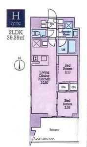 クレストコート東陽町(2LDK/14階)の間取り写真