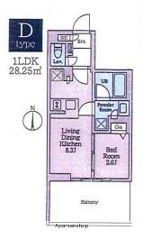 クレストコート東陽町(1LDK/4階)の間取り写真