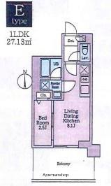 クレストコート東陽町(1LDK/4階)の間取り写真