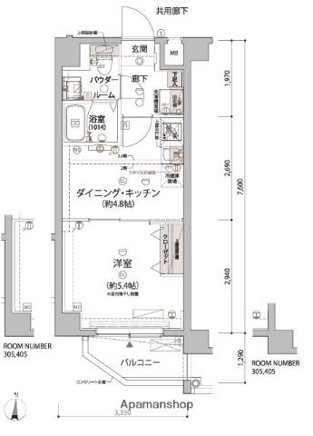 アルコバレーノ亀戸Ⅱ(1DK/2階)の間取り写真