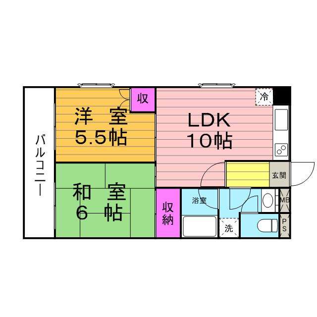 フォルジュ山田(2LDK/5階)の間取り写真