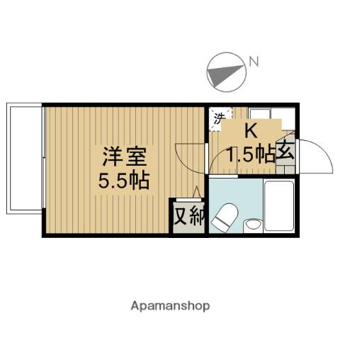 セシール武蔵野(1K/2階)の間取り写真